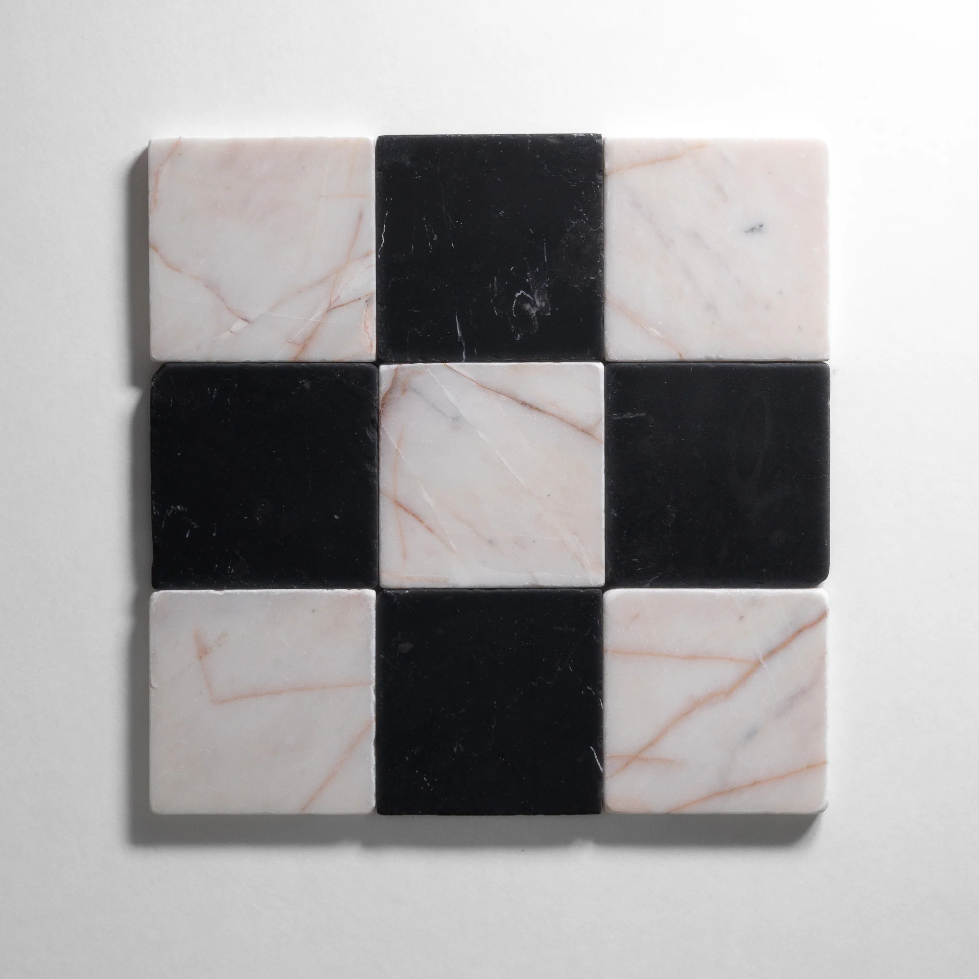 White #7 & Nero St. Gabriel  4"x4" Checkered Tumbled Marble - Image 2